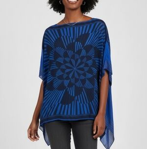 Blue Geometric Patterned Top